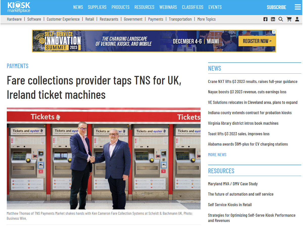 Fare collections provider taps TNS for UK, Ireland ticket machines